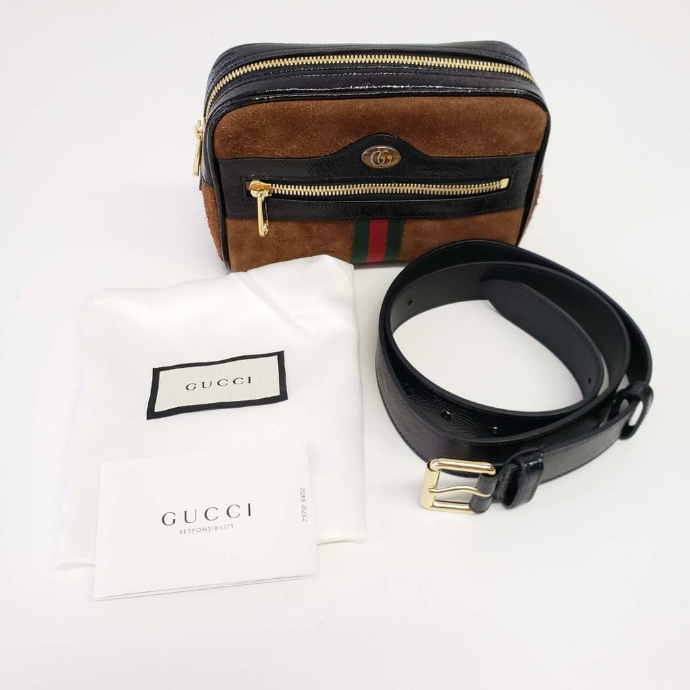 Gucci brown Ophidia Suede Belt Bag - Picture 2 of 14